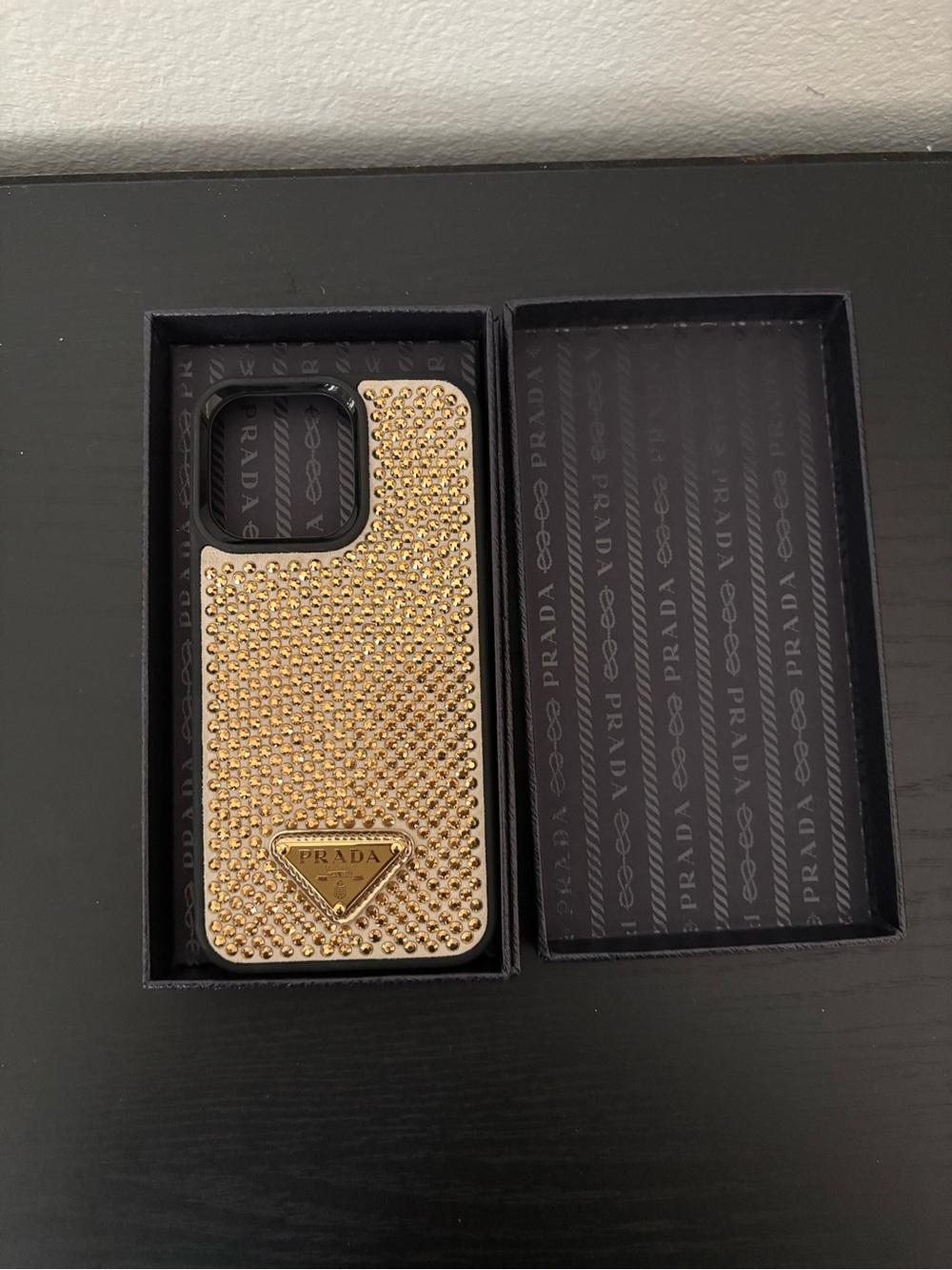New Prada Gold Studded Designer iPhone Case iPhone 13Pro